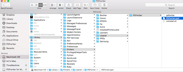 pdfwriter mac folder